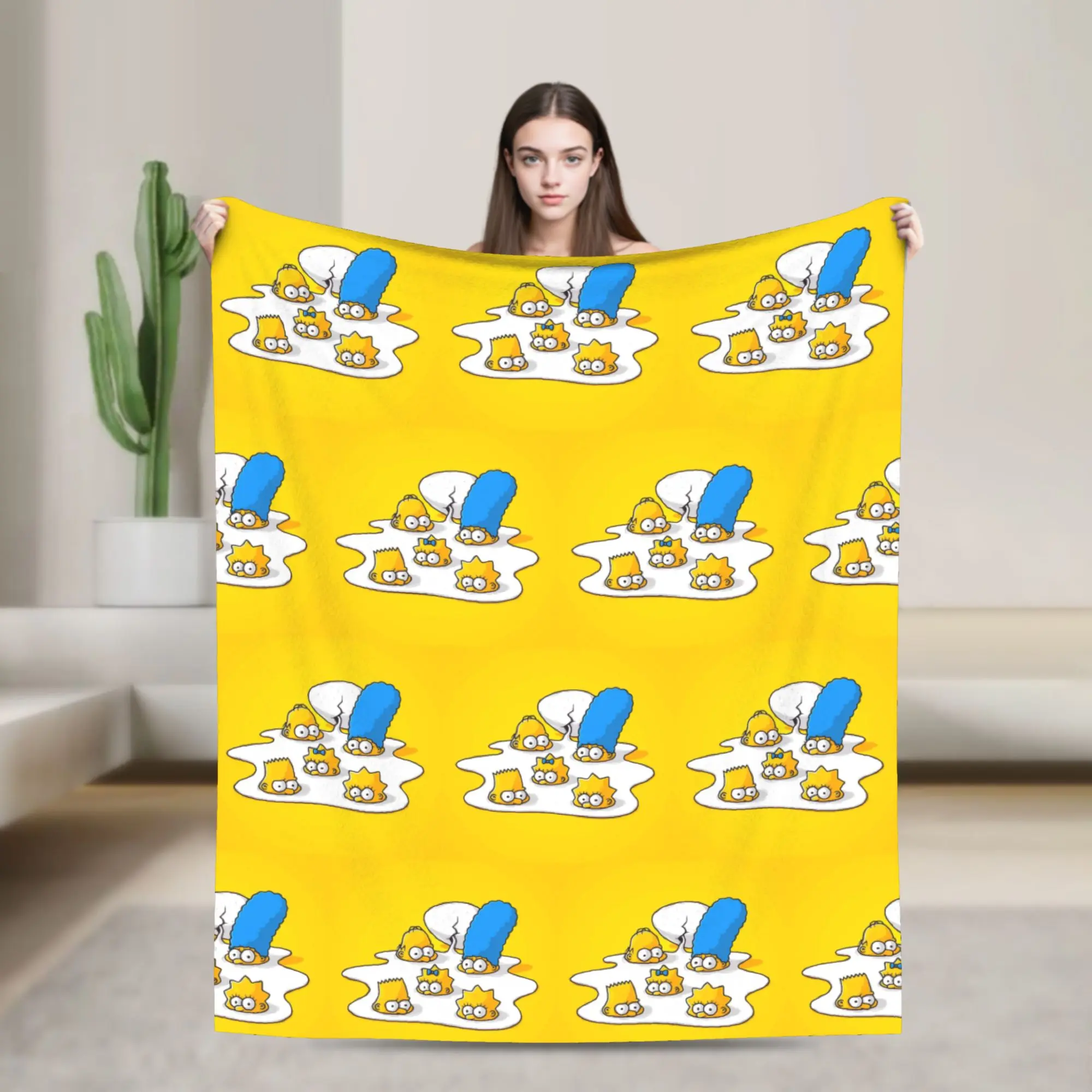 Simpsonsed Cartoon  Blanket Fleece Autumn/Winter  Breathable Ultra-Soft Throw Blanket for Bed Office Plush Thin Quilt