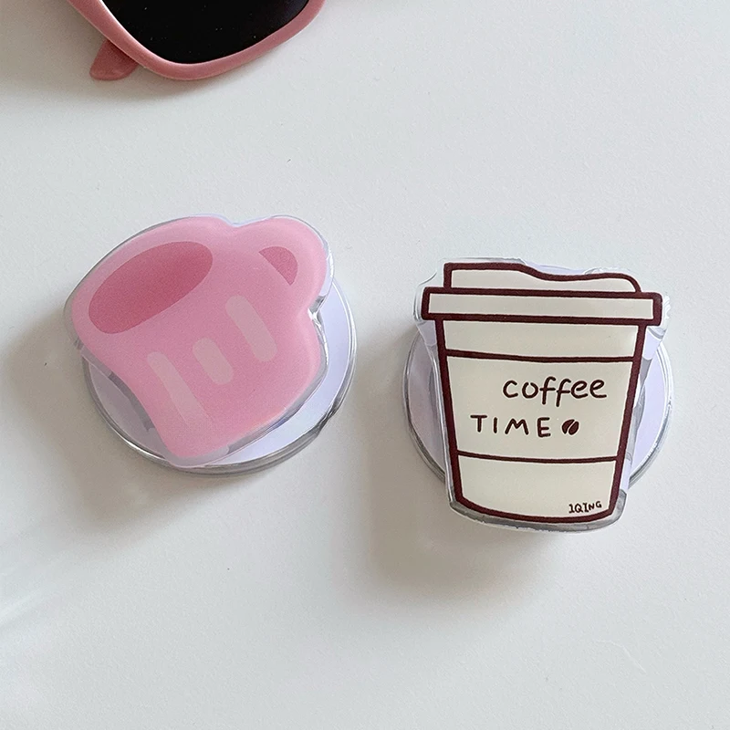 

Korean Cute Cartoon Coffee Time Magnetic Holder Grip Tok Griptok Phone Stand Holder Support For iPhone For Pad Magsafe Smart Tok