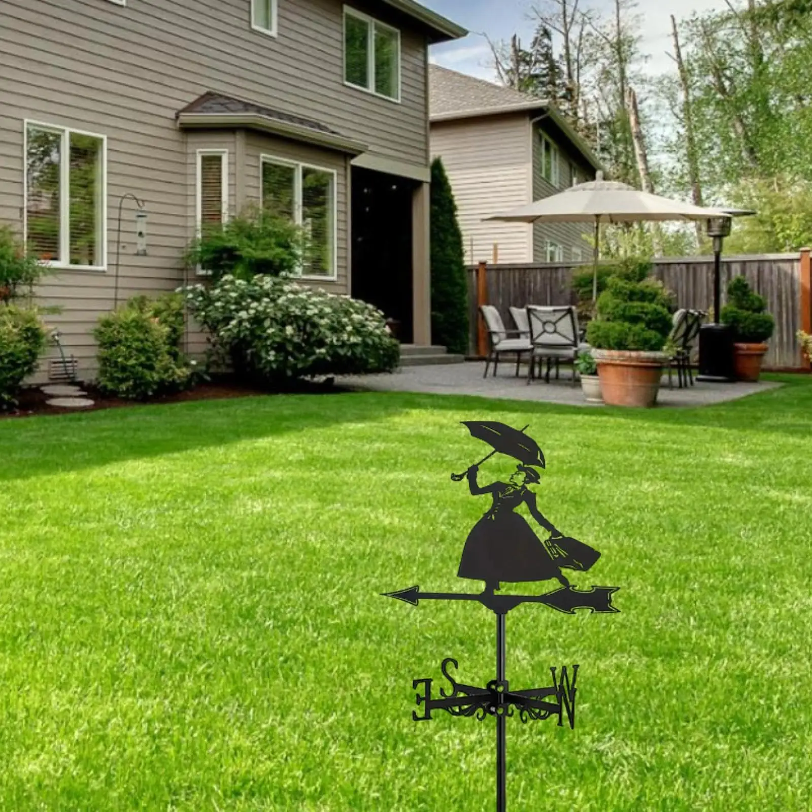 

Lady Holding Umbrella Figurine Wind Vane for Pergolas Greenhouses Heavy Duty