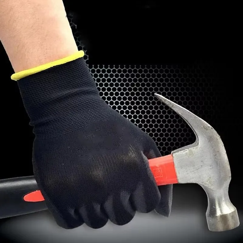 10 Pair Black，Red  Durable Safety Gloves - Anti-Slip, Wear-Resistant, ESD Protection for Gardening & Woodworking