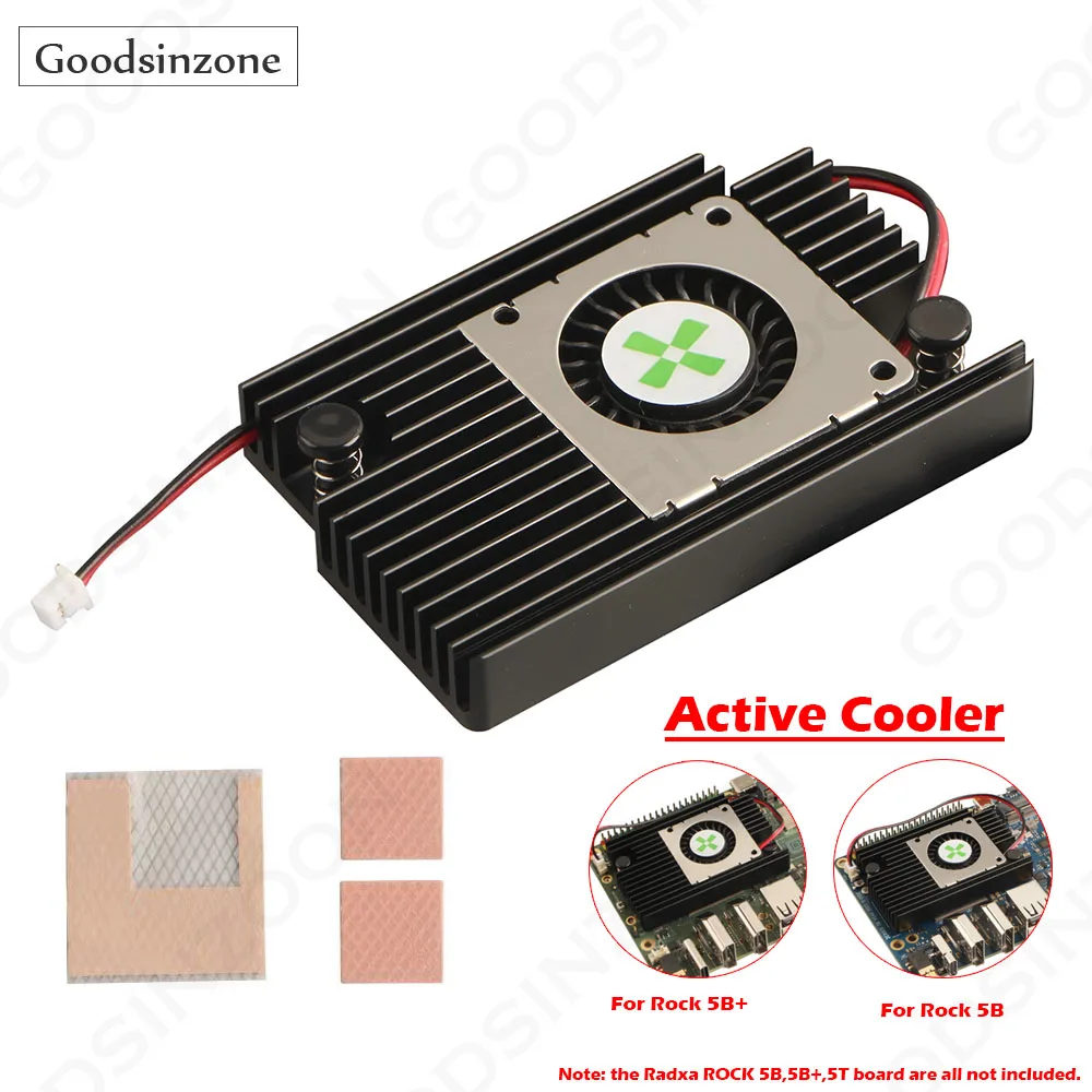 Kit ventilateur de refroidissement actif et dissipateur thermique pour Radxa ROCK 5B,5B +,5T - 7000 tr/min refroidisseur en aluminium avec pâte thermique