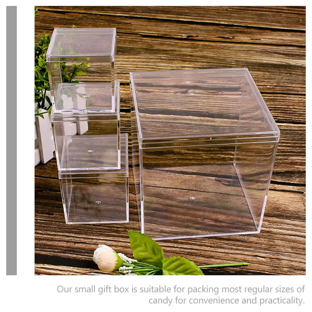 

8Pcs Candy Box Acrylic Clear Small Square Container for Gift Chocolate Storage Jewelry Organizer Transparent Case Party Favors