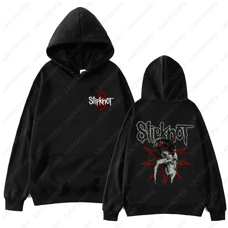 Neuer Stil: Herren-Hoodie mit Slipknot-Grafik in Schwarz – Oversized-Pullover mit Nu-Metal-Band-Print, Streetwear, lockere Passform – Detail 19