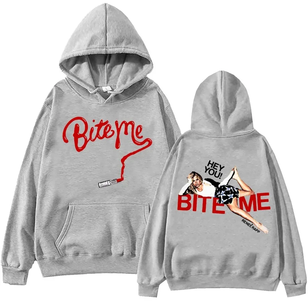 Renee Rapp Bite Me Felpa con cappuccio Harajuku Hip Hop Pullover Top Fan Regalo Felpa con cappuccio oversize in pile caldo Stampa casual Prodotto caldo Unisex