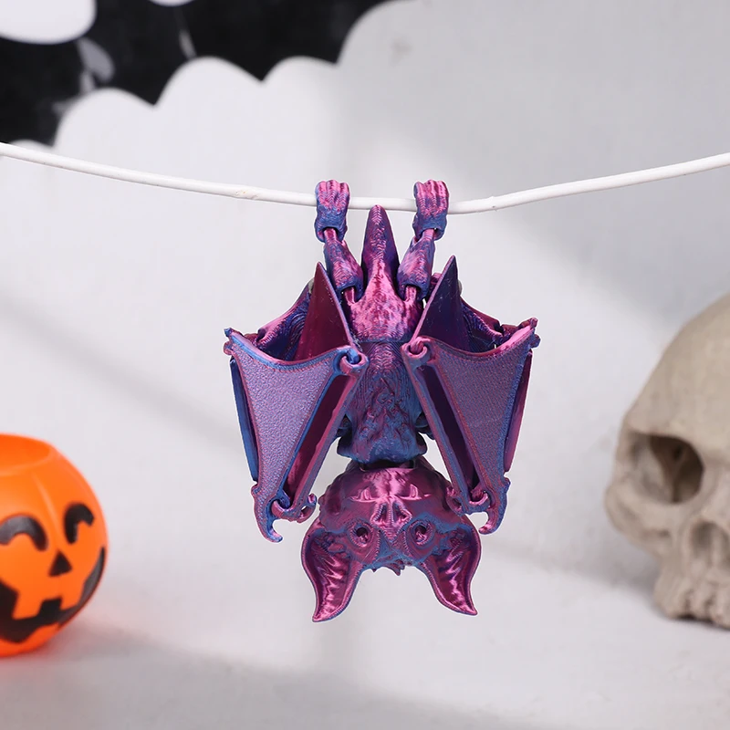 3D Printing Integrated Bat Body Joints Allow For Free Movement Of Desktop Halloween Decorations