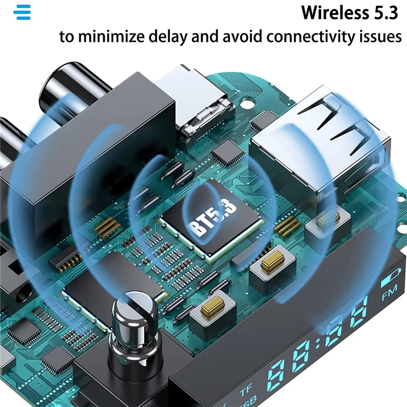 AAA87 Bluetooth 5.3 トランスミッターレシーバーステレオ LED スクリーン 3.5 ミリメートル AUX RCA ワイヤレスハンズフリー音楽オーディオアダプタテレビ車用