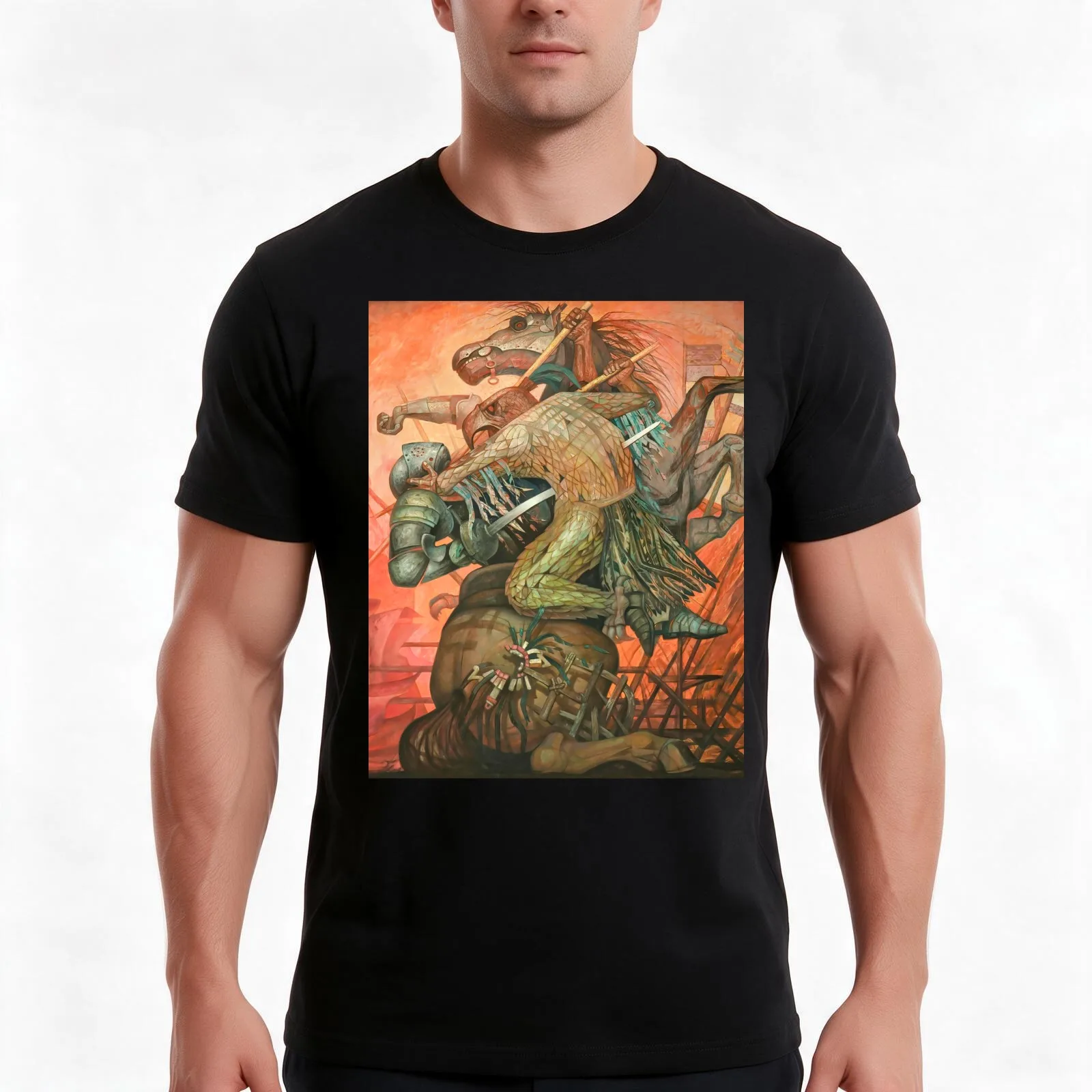 The Fusion of Two Cultures, by Jorge González Camarena T-Shirt, Summer Casual Cotton Tee, Oversized Streetwear Tops, 100% Cotton