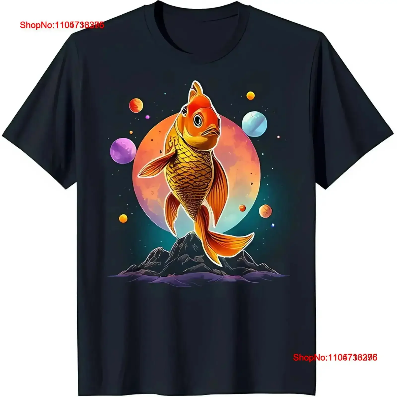 Whimsical Black T Shirt Featuring Surreal Fish Surrounded by Planets Stars vintage Washed Soft Versatile homme Stylish vintage