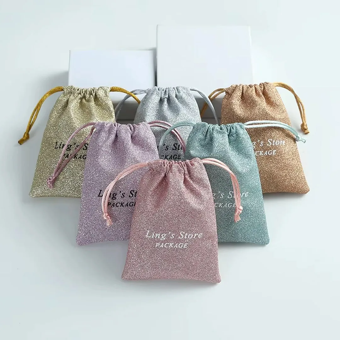 100 stuks gepersonaliseerd logo pailletten glanzende sieraden tasje boetiek kleurrijke verpakking oorbel hanger armband organisator