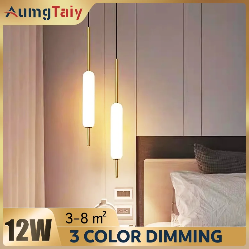 

Nordic Bedroom Pendant Lights 12W LED Minimalist Metal Acrylic Chandeliers Lighting for Kitchen Dinning Room Bar Aisle Staircase
