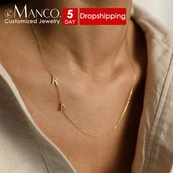 eManco Gold Color Letter Pendant Choker Charm Name Necklace 26 Letter Patchwork Custom Letter Name Necklace Women Fine Jewelry