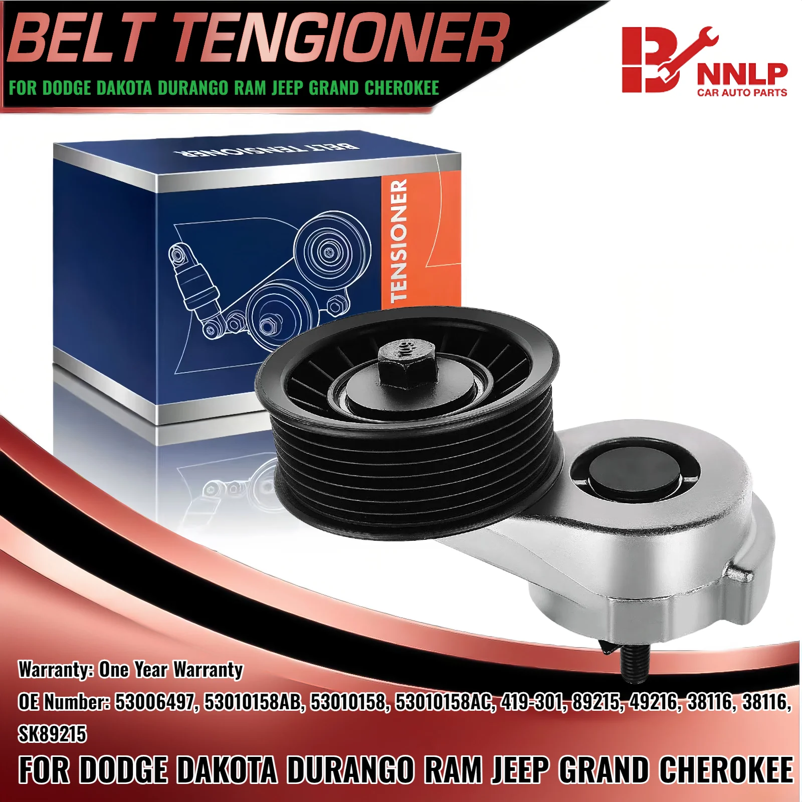 

Натяжитель ремня в сборе со шкивом для Dodge Dakota Durango Ram 1500 2500 3500 Jeep 53006497 53010158AB 53010158 53010158AC