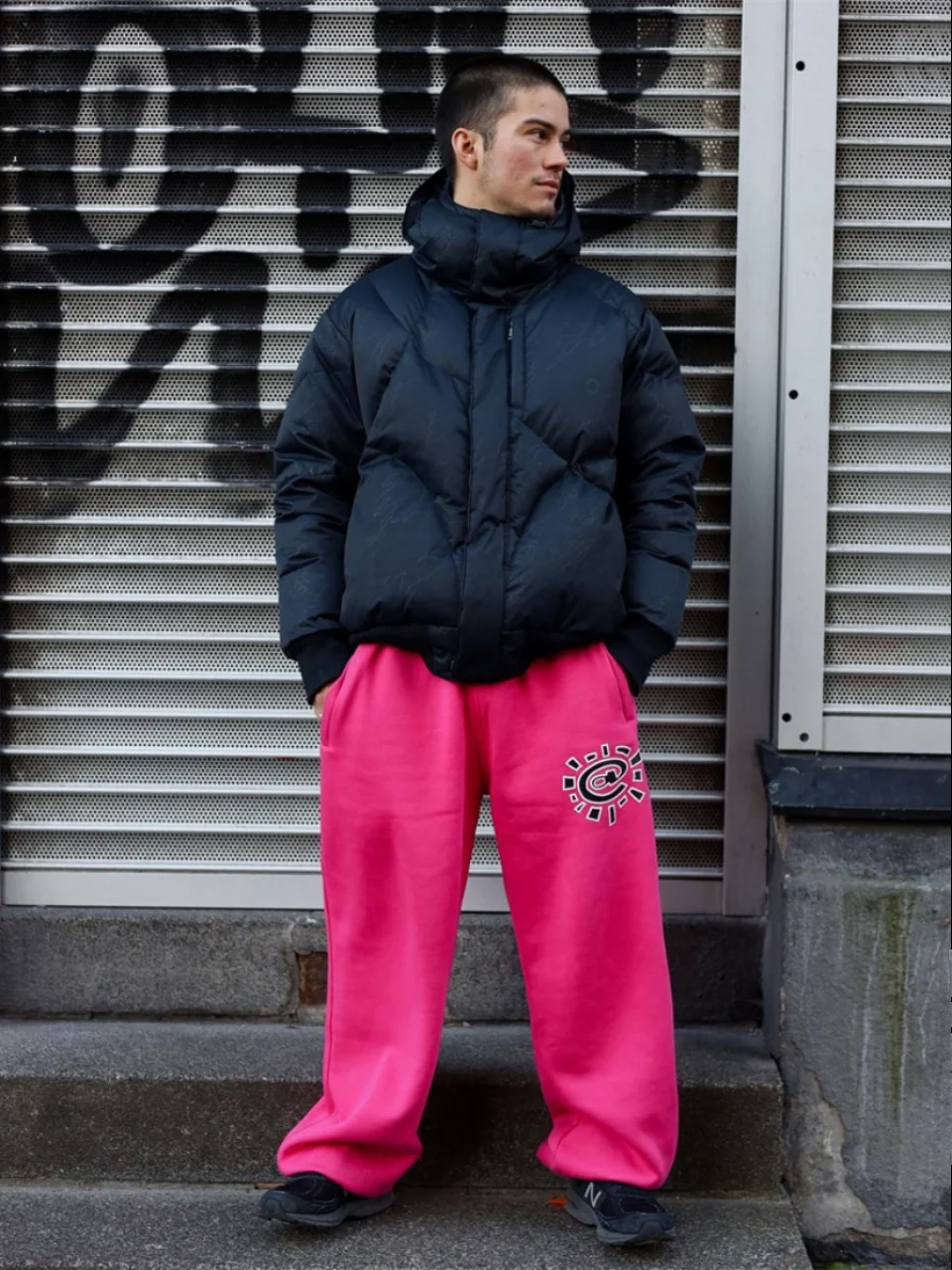 

Adwysd Thiened Straight Leg Sports Sweatpants Street Sle Zipper Wide Leg Men's Casual Trousers High Quali Geometric Pat...