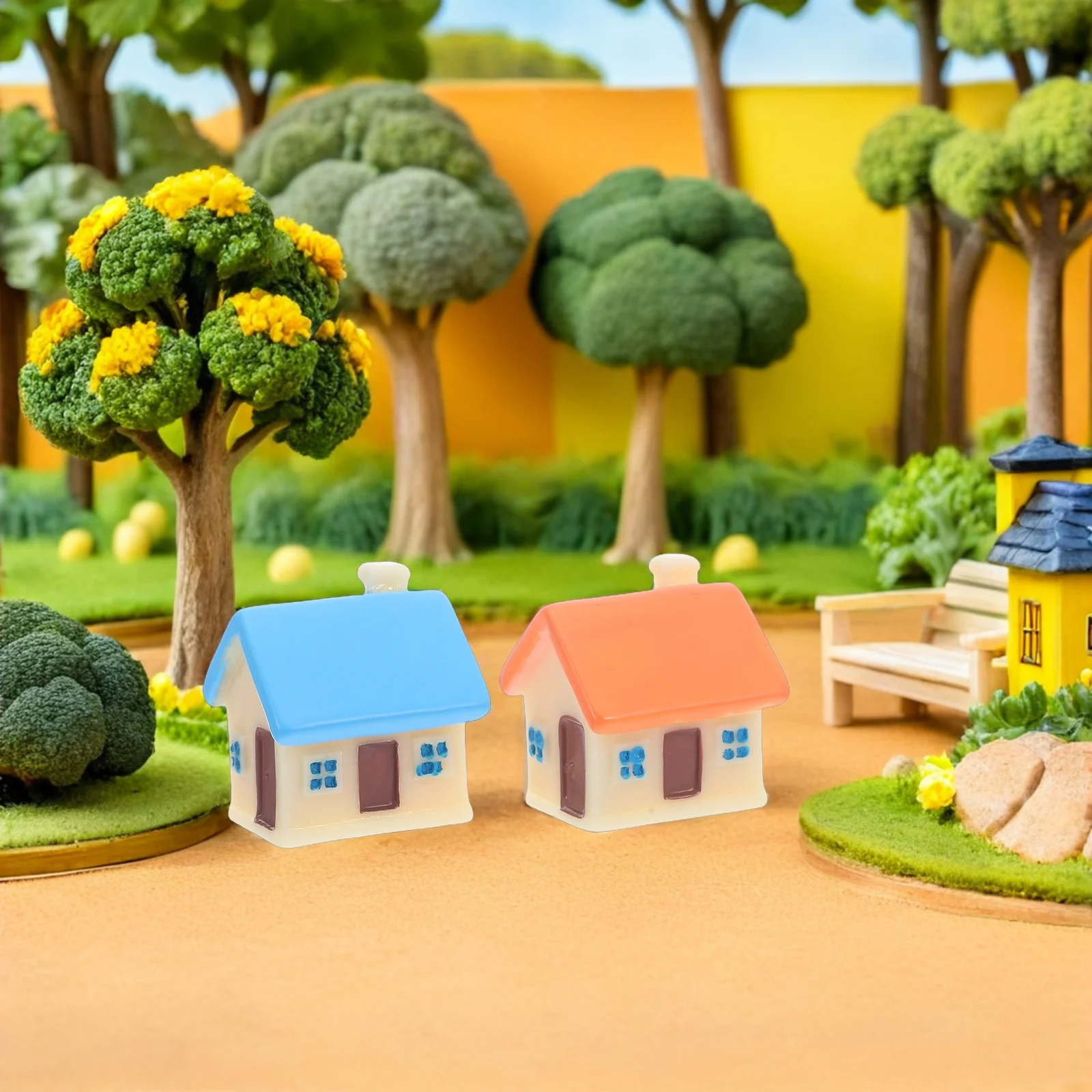 Collection d'ornements de maison miniatures, Figurines en résine résistantes aux intempéries pour Pot de plantes de jardin, Micro décorations de paysage DIY, 6 pièces