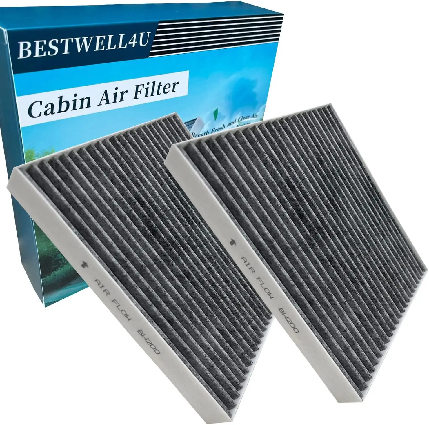 Paquete de 2 filtros de aire de cabina de carbono BW200 para Elantra 2017-2020, Accent 2018-22,Elantra GT 2018-20,Forte 2020-21, Forte 5 (2020-21),R
