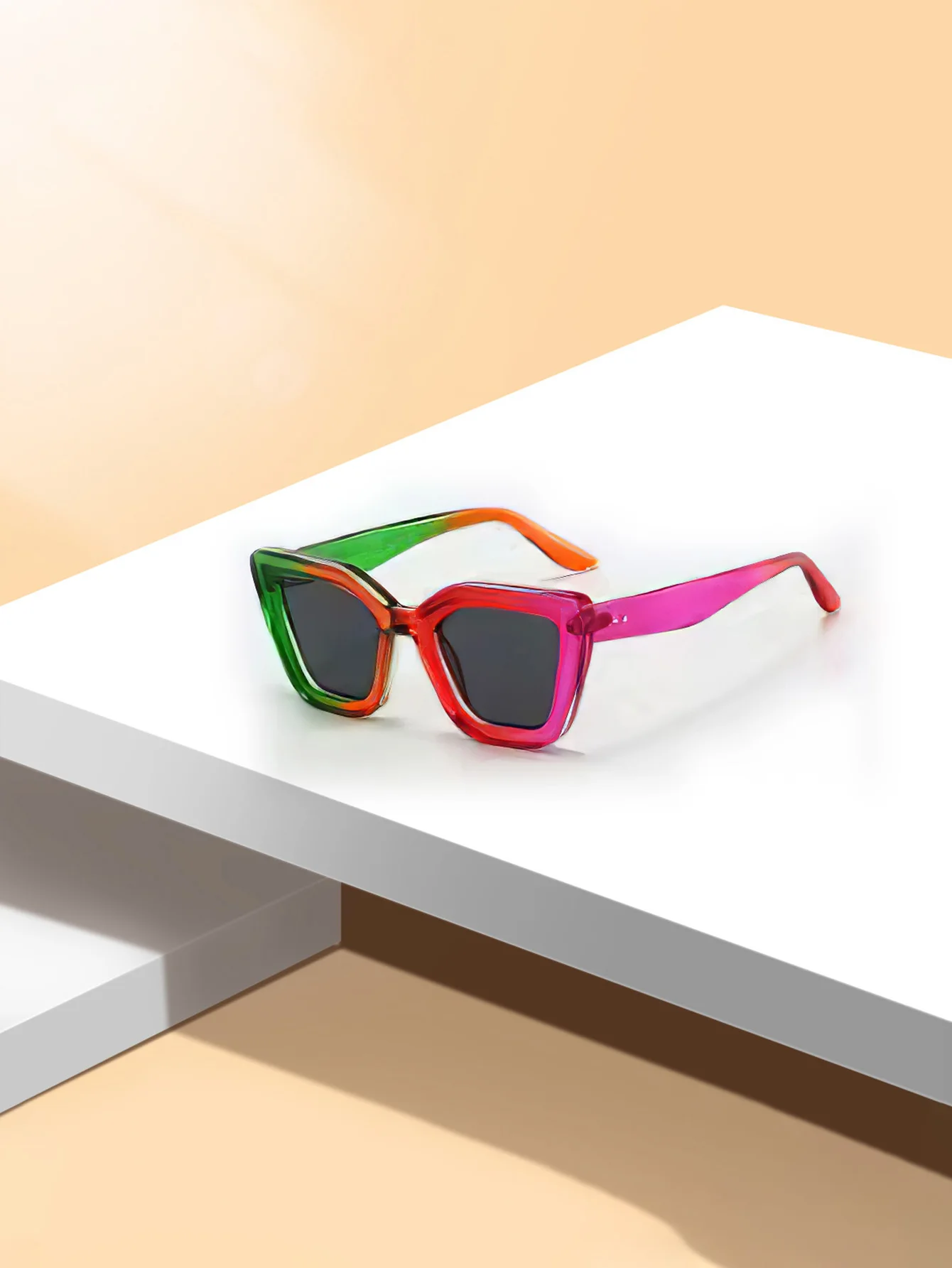 Unique Leopard Print Sunglasses for Women - Pink & Yellow Frame, Dark Lenses, Modern & Stylish image 6