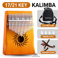 Kalimba 17/21 Keys Thumb Piano Smaller Version Calimba With Sound Hole Mbira With Storage Bag Stand Finger Cot Gift For Beginner