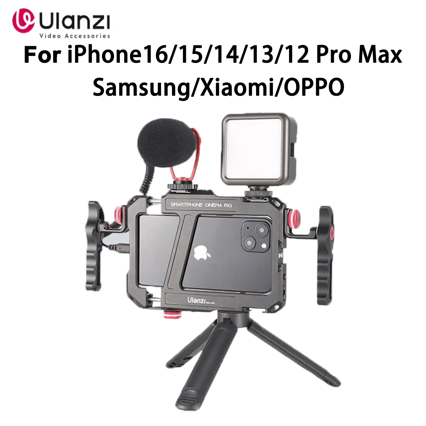 Ulanzi Lino jaula para teléfono móvil carcasa protectora mango lateral taladro Adap para iPhone16/15/14/13/12 Pro Max Samsung Xiaomi OPPO