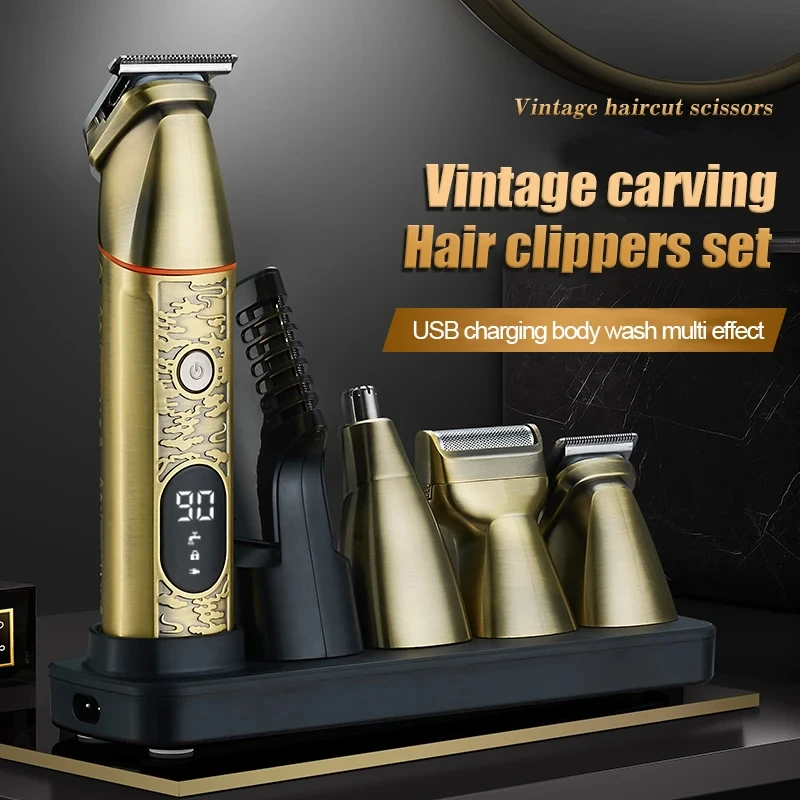 Unicorn  bag Custom Logo 4 in 1 Grooming Kit LED Display hair trimmer Cordless Hair Cutting Machines clipper Kit With Stand