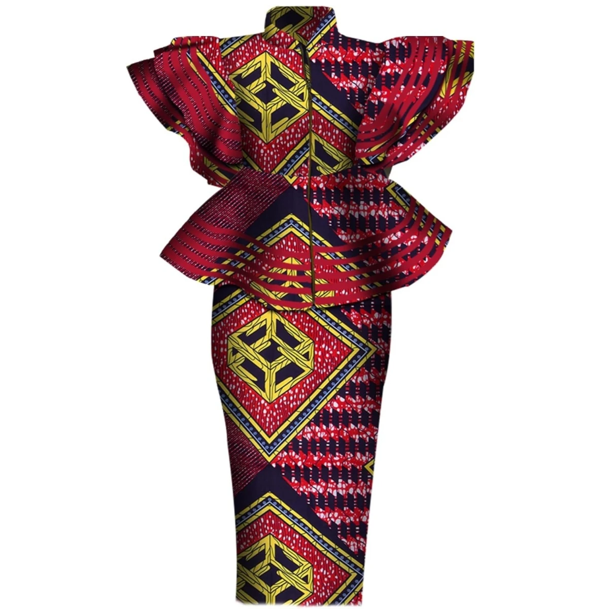 2pcs Suits African Women Clothing Dashiki  Women Skirt Set Print Patchwork Customization Ankara Zipper Top Skirts WY4864