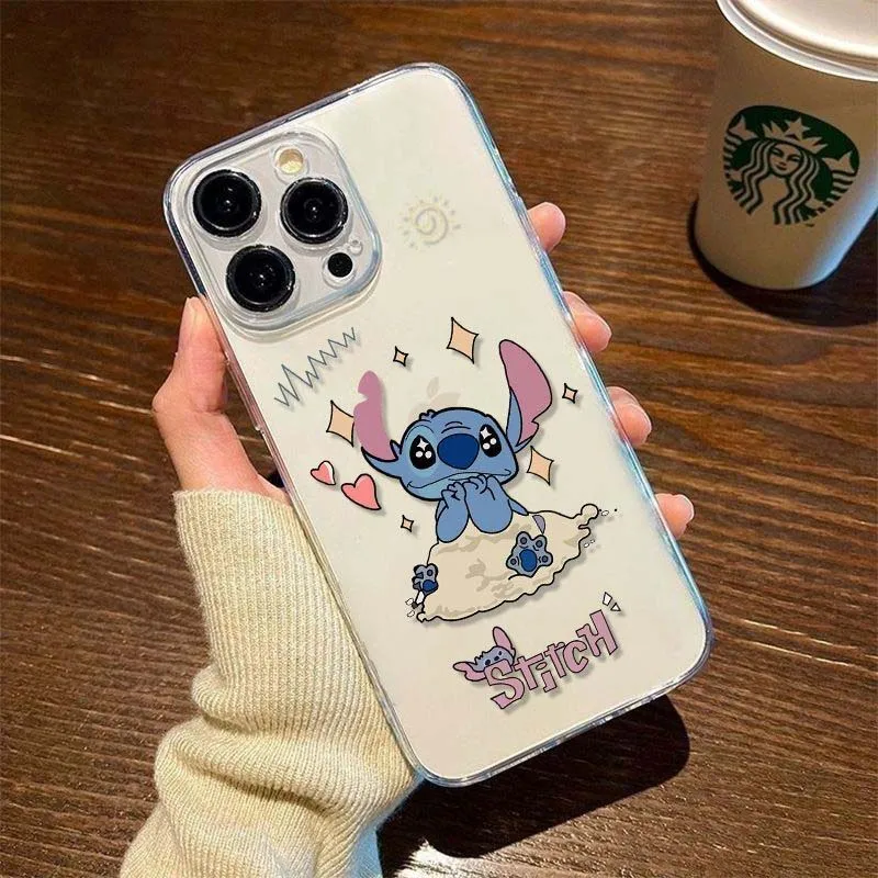 Disney Stitch Confesses His Love For His Phone Case for iPhone16 15 Pro Max 13 14 Plus 12 11 Pro 7 8 Plus XS XR Y2K Cute Cover