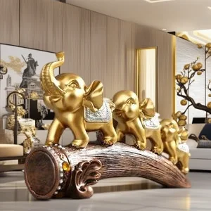 

Набор фигурок слона Юго-Восточной Азии, счастливый золотой слон, скульптура фэн-шуй, домашний декор, подарок для гостиной, столешницы