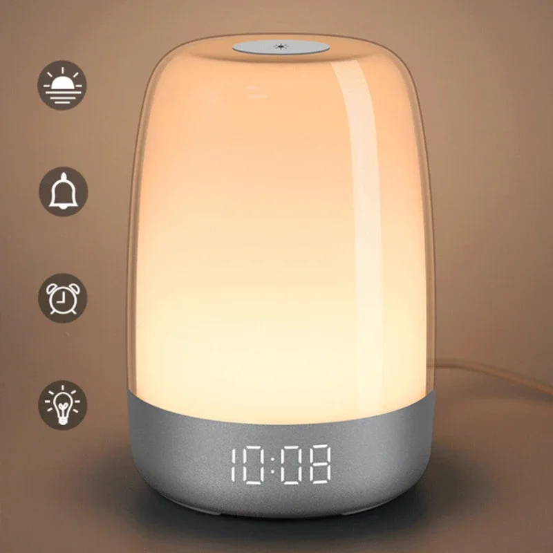 Alarm Clock Wake-up Night Light Simulate Natural Sunrise Lamp For Bedroom LED Colorful Atmosphere Bedside Table Lamp 2025 New