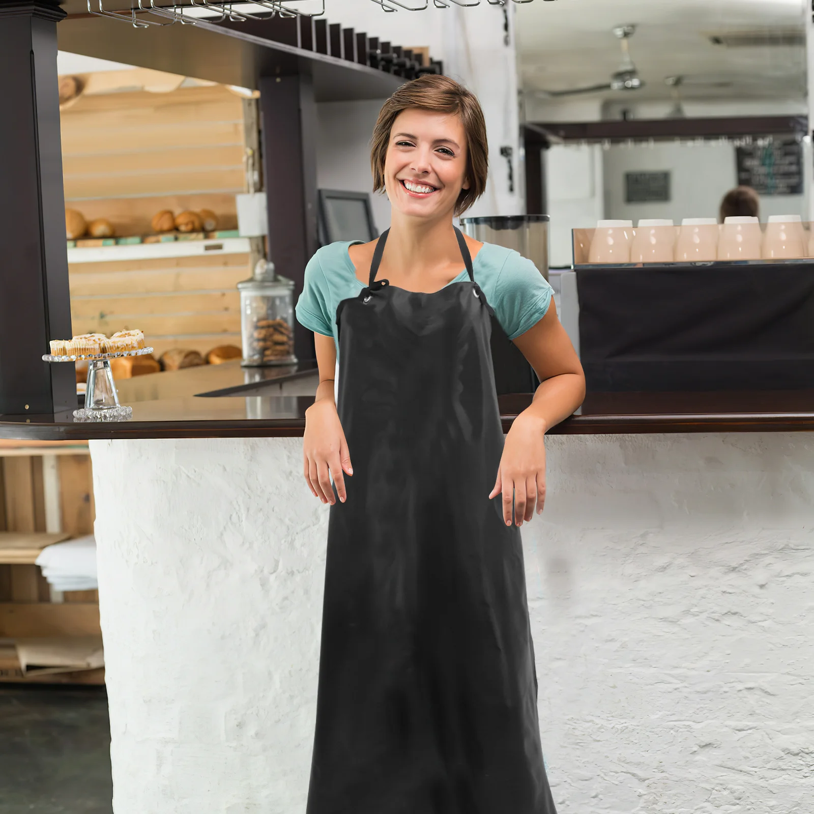 

Waterproof Apron For Women Men Splashproof Oil Resistant Pvc Kitchen Lab Dishwashing Grilling Painting Bartender