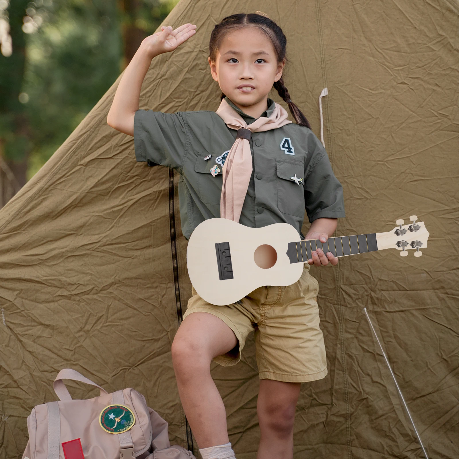 

1 set DIY Ukulele Kids Musical Instruments Smooth Wood Plastic Diy Ukulele Toy Accessories for Children Hand Paint