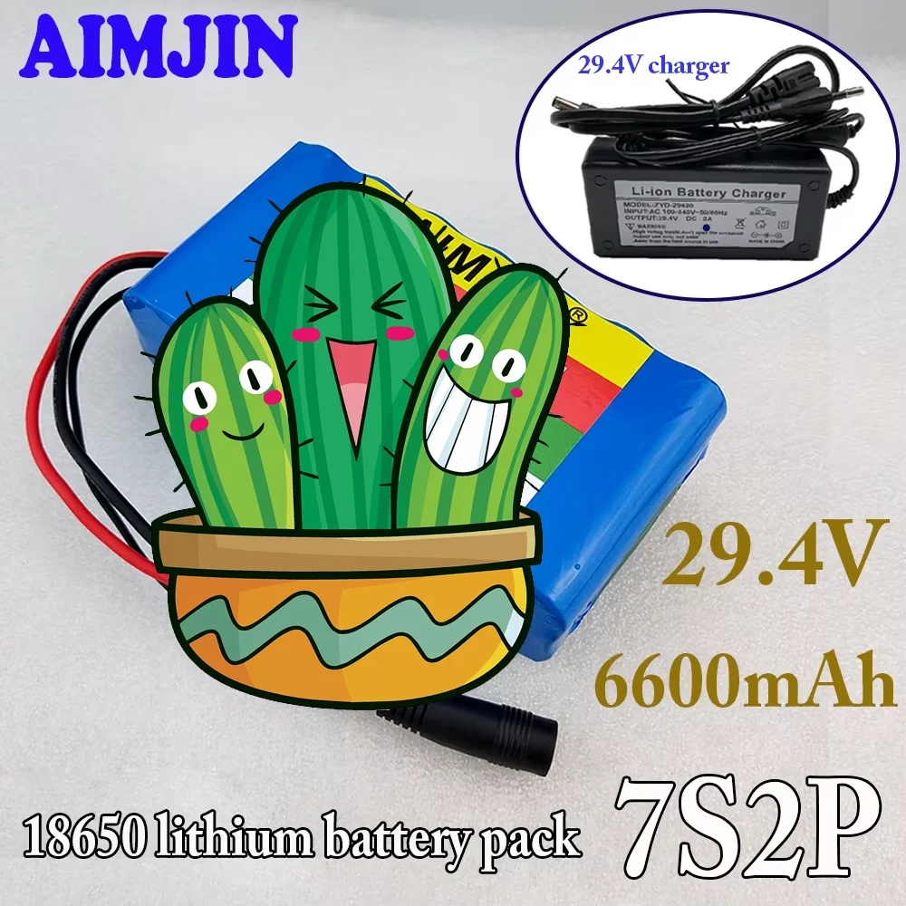 

7S2P 29.4V 6600mAh High Capacity Battery Motorcycle Tricycle Drone Traffic Light Scooter 18650 Rechargeable Li-ion Battery