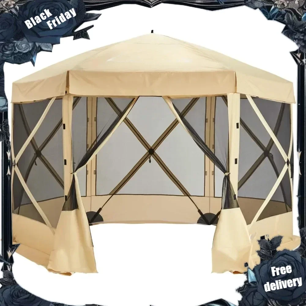 Portable Screen House Room Pop up Gazebo Outdoor Camping Tent with Carry Bag(12x12)