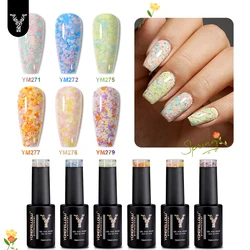YOKEFELLOW Glitter Gel Nail Polish 10ML Spring Summer Colorful Sparkly Shiny Nail Gel Varnies Semi Permanent UV Gel Nail Art DIY