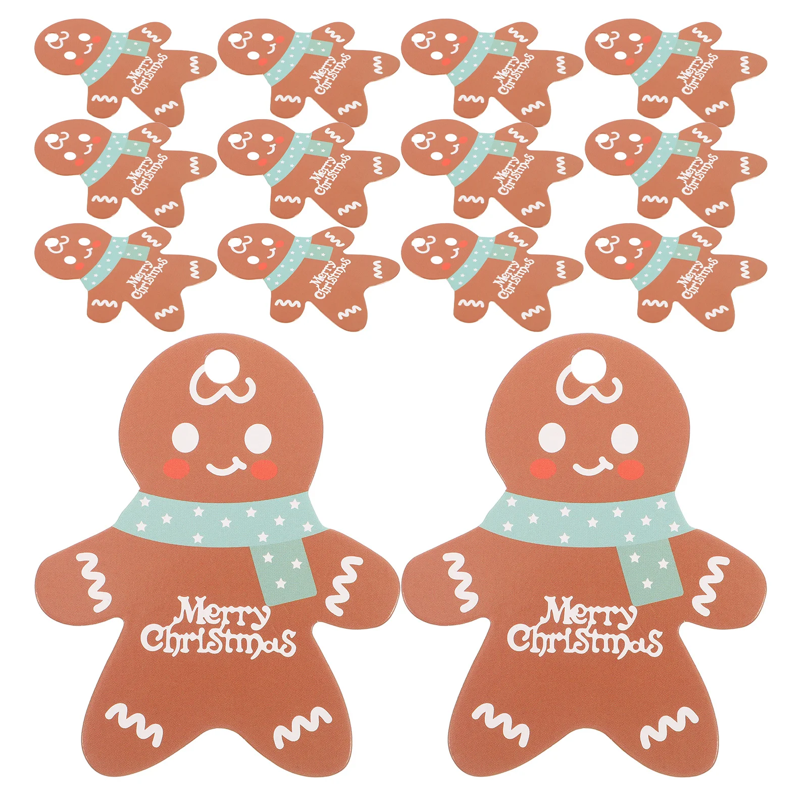 

50Pcs Gingerbread Man Christmas Tags Hanging Kraft Paper Durable Reusable Gift Label Xmas Present Wrap DIY Decoration