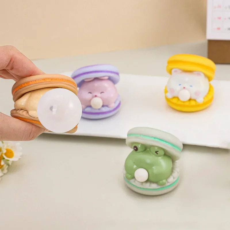 Creative Macaron Spit Bubble Burger Squishy, Stress Relief Toy for Adults, Prank & Desktop Ornament