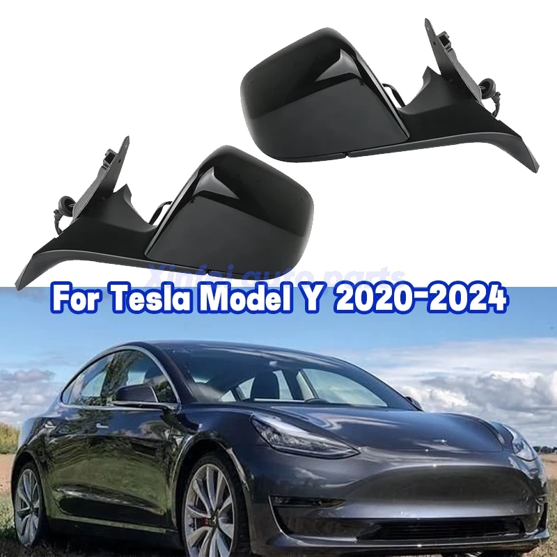 ل تسلا نموذج Y 2020-2024 أسود مع يربك لا تسمية لا مكافحة وهج العدسة الجانب الجناح مرآة 13 سلك الجانب مرآة الباب الجمعية