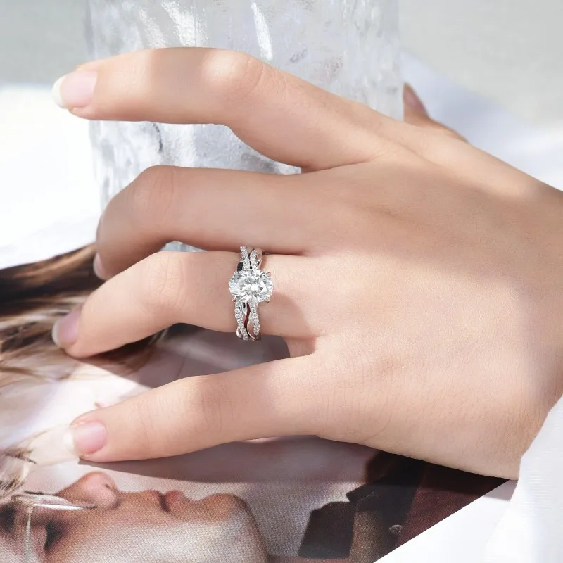 

KEEP YES Classic 7*9mm Oval Cut Moissanite Diamond Engagement Band Rings for Women with GRA Certificate 925 Sterling Silver