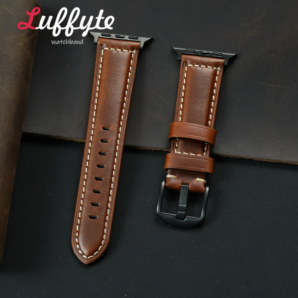Herren Business Uhrenarmband aus gewachstem Leder für Apple Watch Series 1-11 Ultra SE Uhrenarmband für iWatch 38 40 41 42 44 45 46 49mm