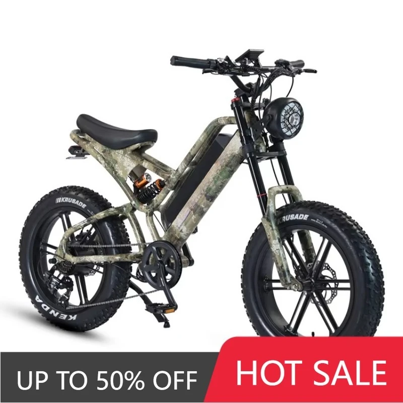 WWQ European Union Warehouse Remote 20 * 4 inch Fat Tire Electric Bike 48V 15AH Removable Battery 1000W Motor Electric Mountain