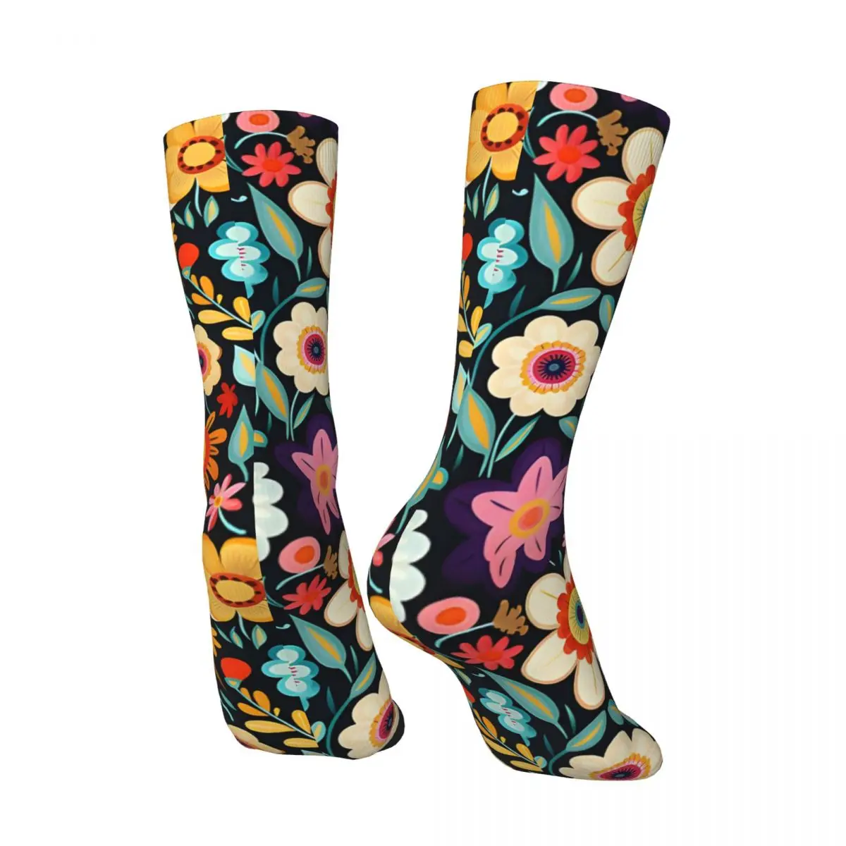 Crazy compression-calcetines de flores coloridas para hombres, peonías, orquídeas, margaritas, tulipanes y más, Harajuku, patrón sin costuras