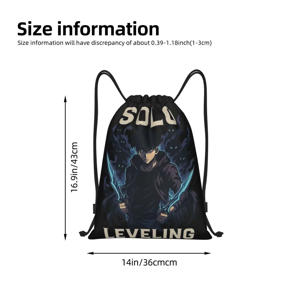 Anime Solo Leveling Shadow Master Serut Ransel Olahraga Gym Sackpack Tas Tali untuk Berlari