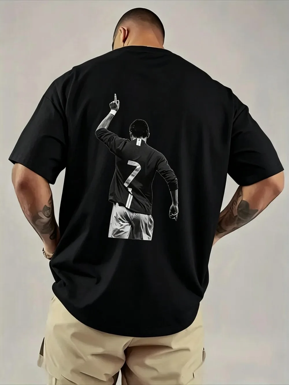 2026 New Sporty soccer themed graphic printed on the back, trendy jersey-inspired look for football fans.
