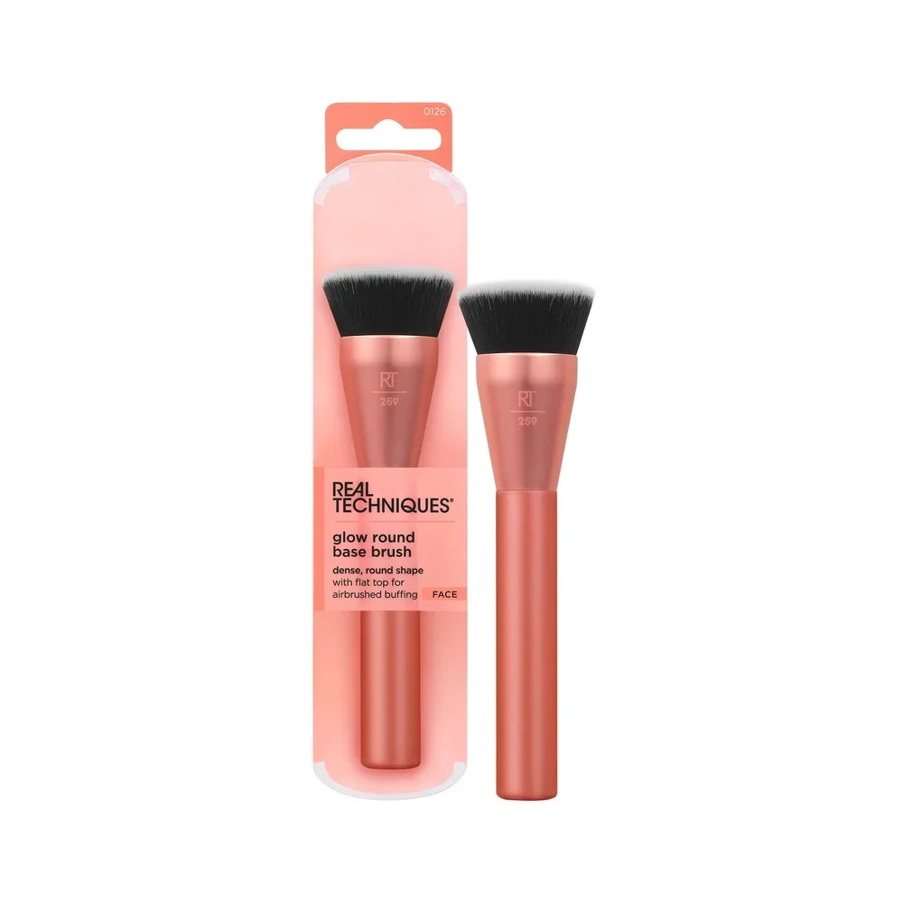 Glow Make-up-Pinsel mit runder Basis, flüssige Creme, Foundation, glatt, vollständige Abdeckung, präzise Anwendung, vegan, tierversuchsfrei, ultraplush