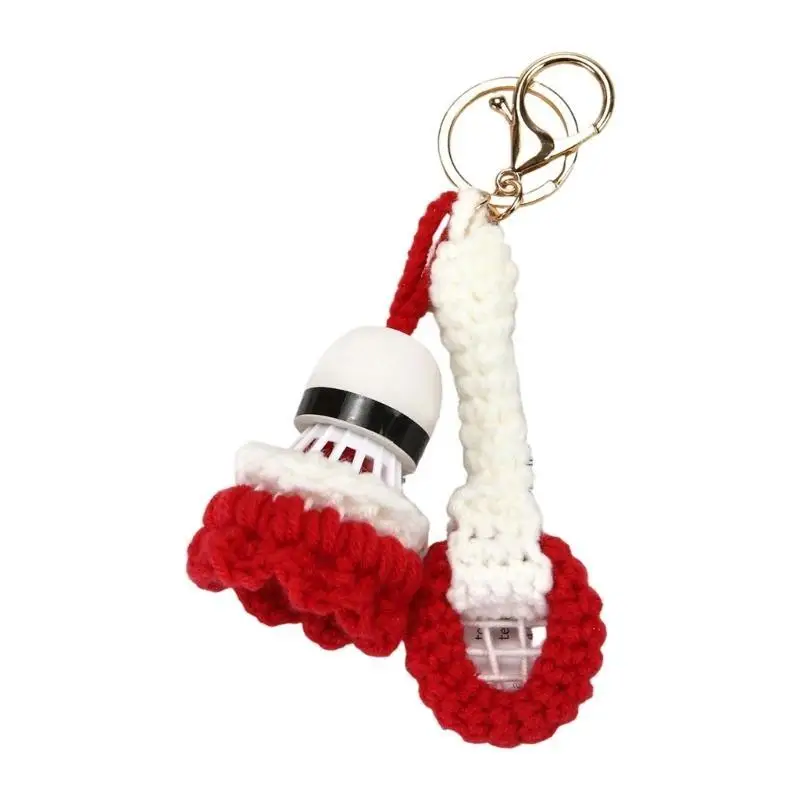 A52E Sports Crochet Chain for Badminton Fan with Unique Racket Design Handmade for Keys Backpacks Fashion Statement