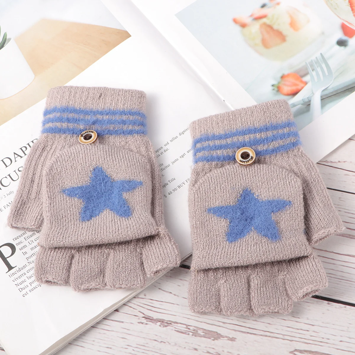 

1Pair Kids Winter Warm Gloves Navy Cartoon Cold Protection Mitten Fit 2-8 Years Toddlers Gloves Cold Protection Mitten