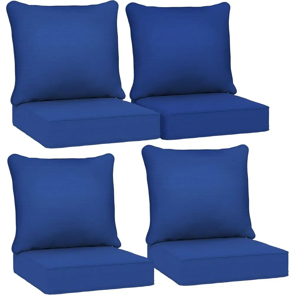 Outdoor Chair Cushions Set of 4 Fade Resistant 24x24 in Navy Blue | Fade Resistant, Patio Cushions or Deep Seat Chair, Sofa, Out