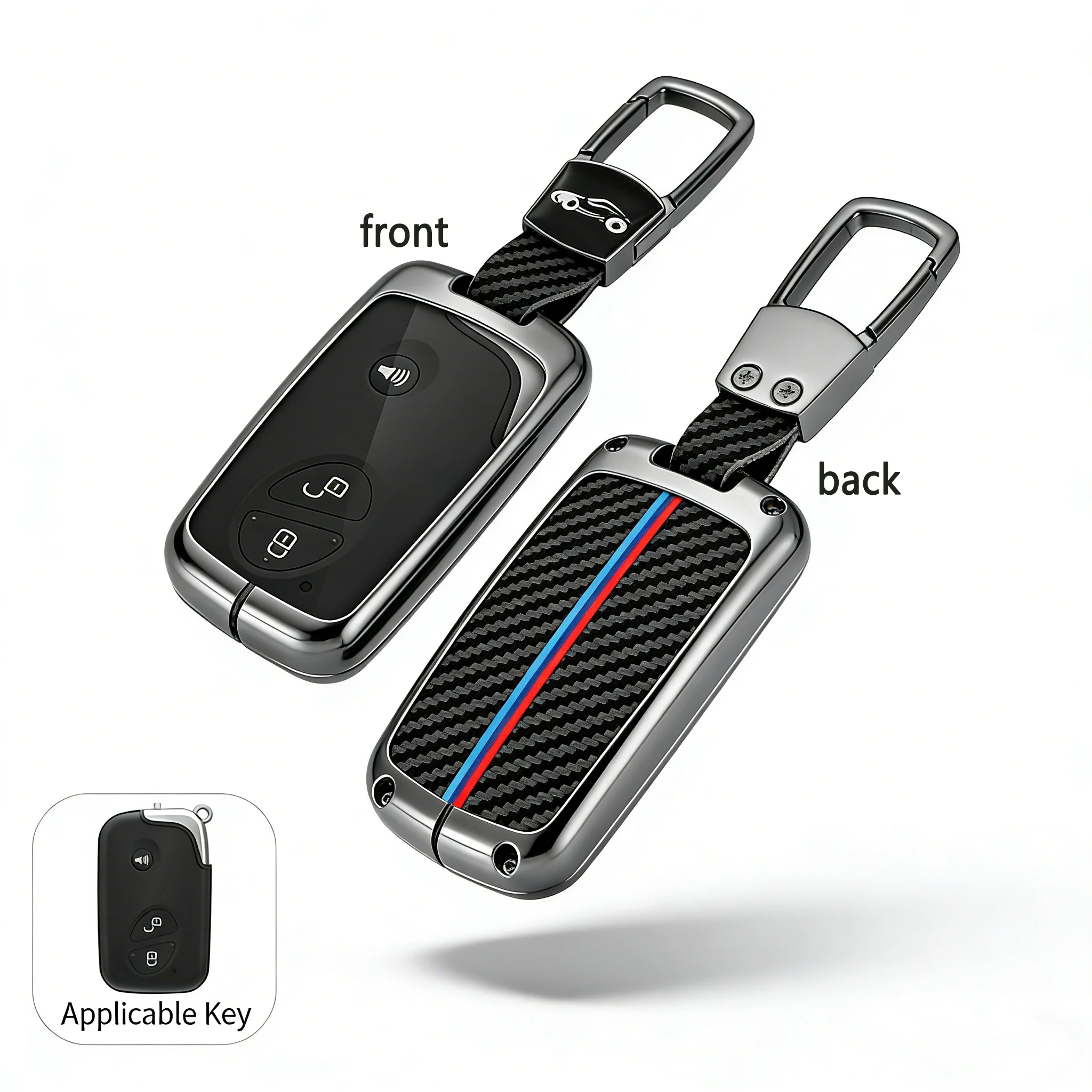 

Carbon Fiber Metal Car Key Fob Cover Case for Lexus Old Model 2/3/4 Button, ES200 ES300 RX270 RX350 Flip Remote Key Protector wi