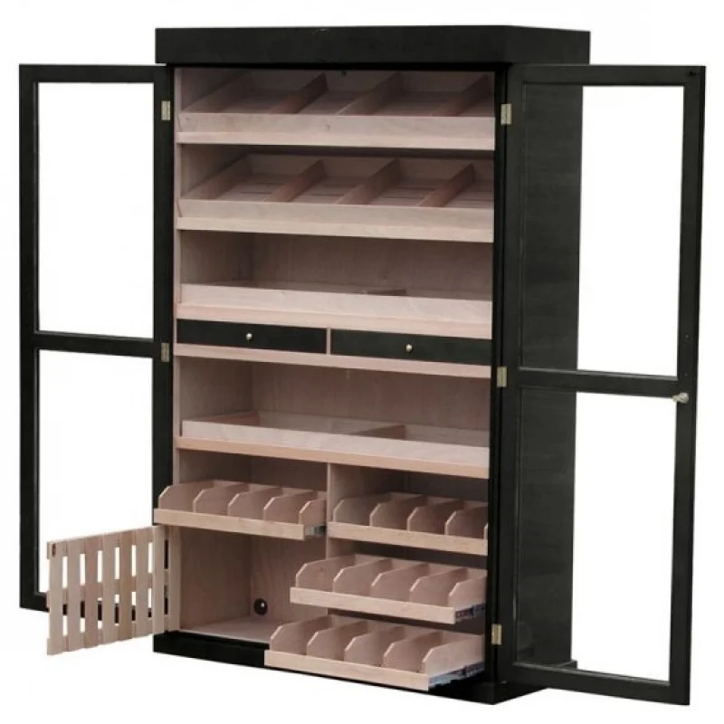 Armoire à cigares en bois Ceder espagnol avec humidificateur, vitrine, cave à cigares à double porte, personnalisé, magasin de fumée