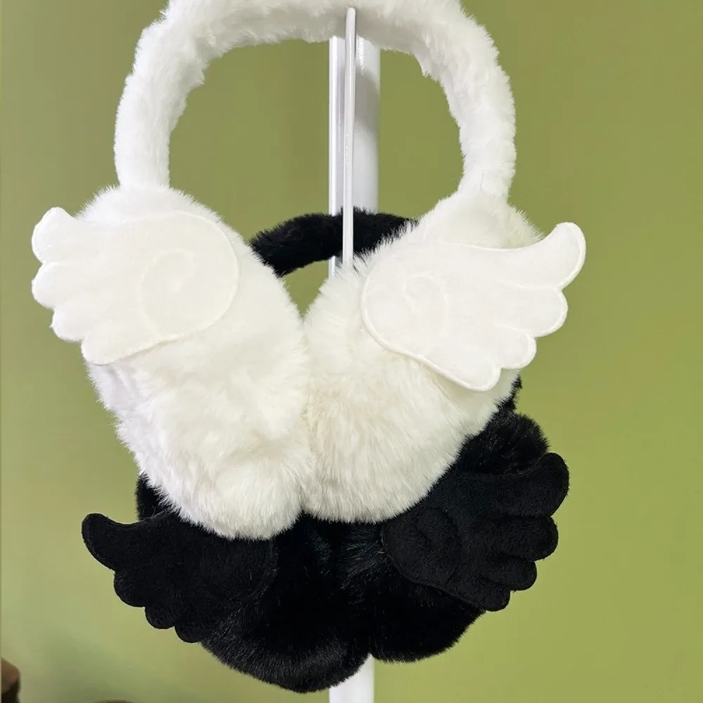 Harajuku Style Warm Earmuffs Soft Cold-proof Angel Wing Earmuffs Foldable Portable Outdoor Earflap Protection Ear Cover