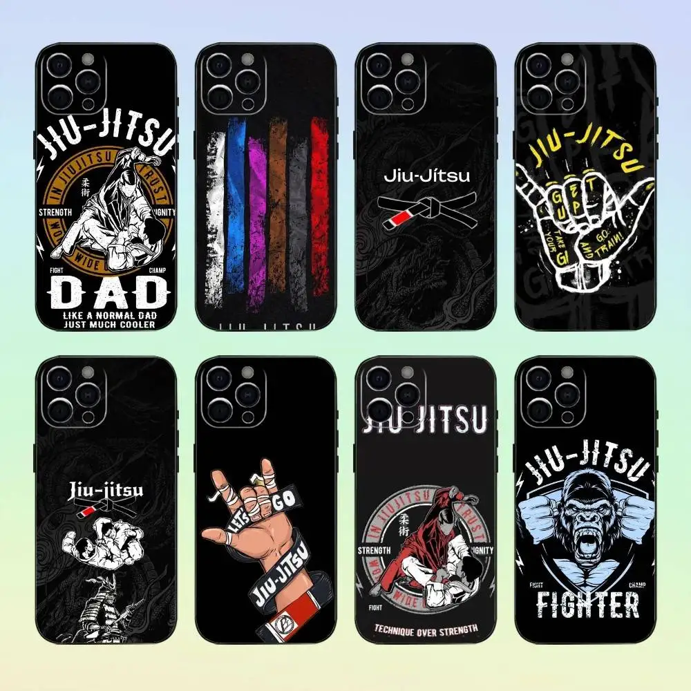 

BJJ Brazilian Jiu-Jitsu Phone Case For iPhone17,16,15,14,13,12,11 Plus,Pro Max Soft Black Cover