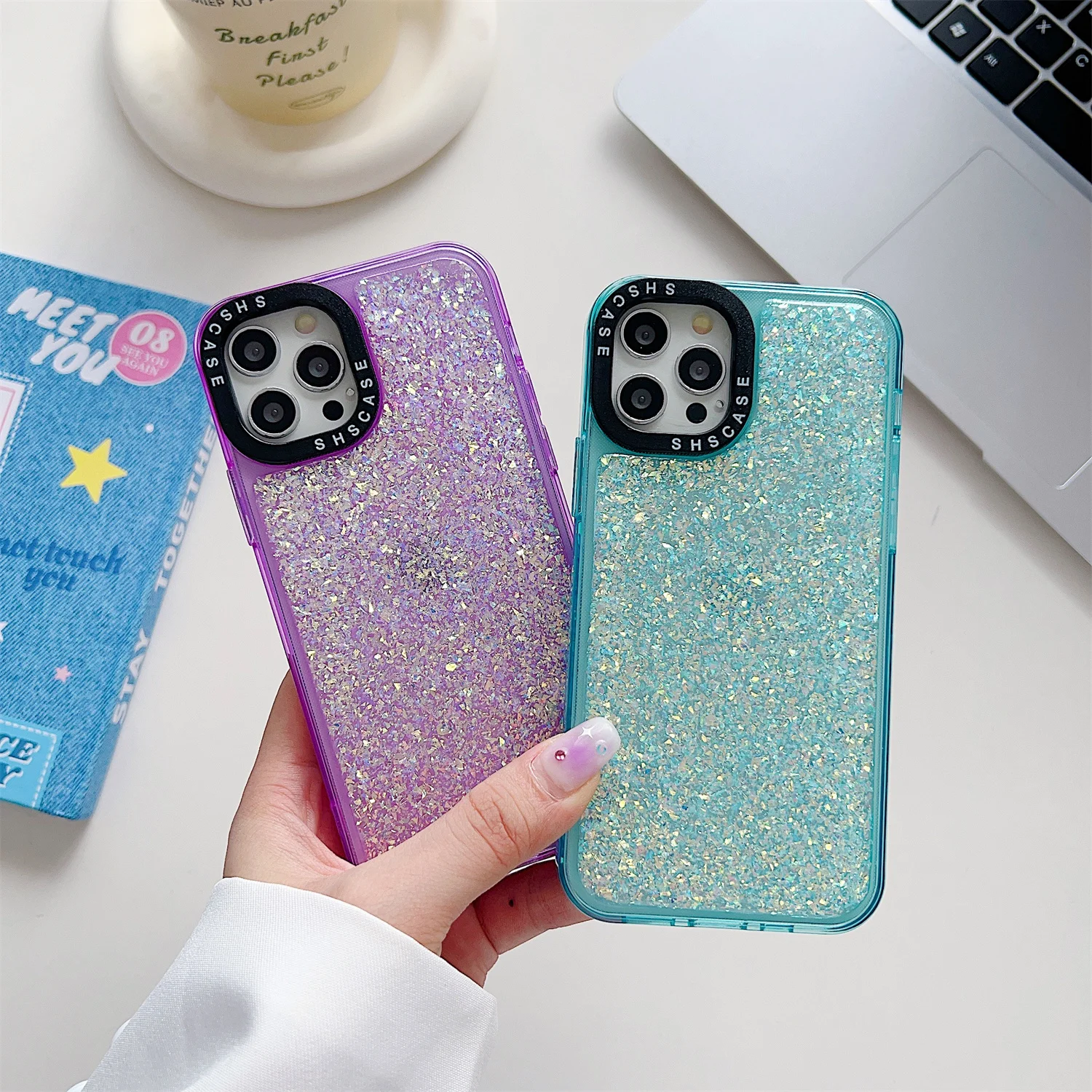 SHSCASE Flash Drilling Glitter Case for iPhone 15 Pro Max 11 12 13 14 Pro Shockproof Heavy Duty Defender Rugged Phone Cover